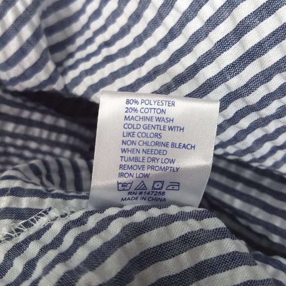 NEW NWT Simply Southern Blue Gray Seersucker Stripe Peplum Blouse Size XL - Picture 7 of 8